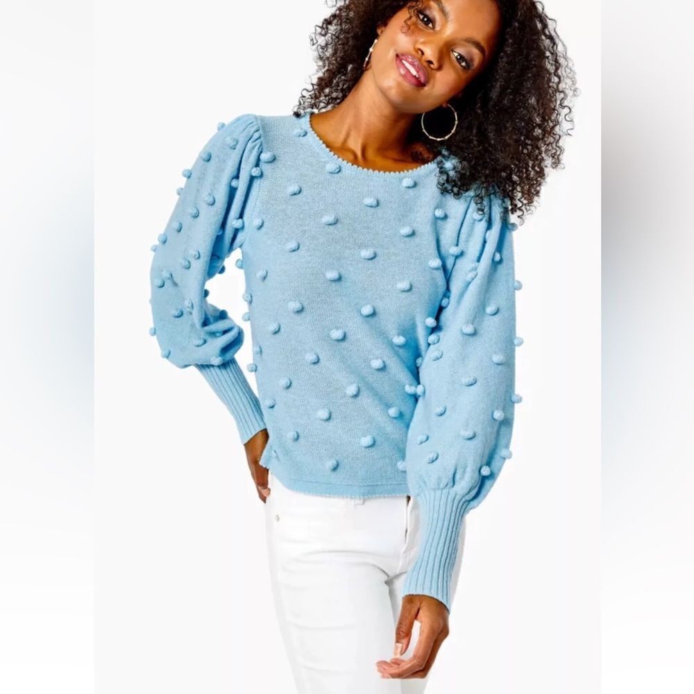 LILLY PULITZER Kippa Pom Pom Sweater Light Blue